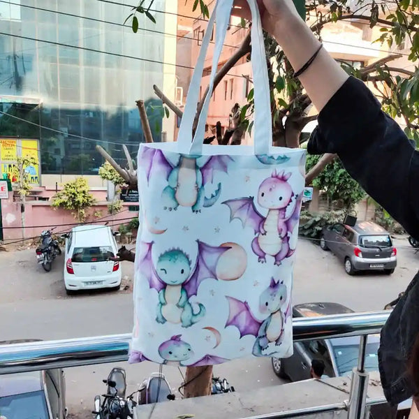 Personalised Dragon Printed Kids Tote Bag