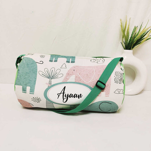 Personalised Elephant Printed Kids Sling Duffle Bag