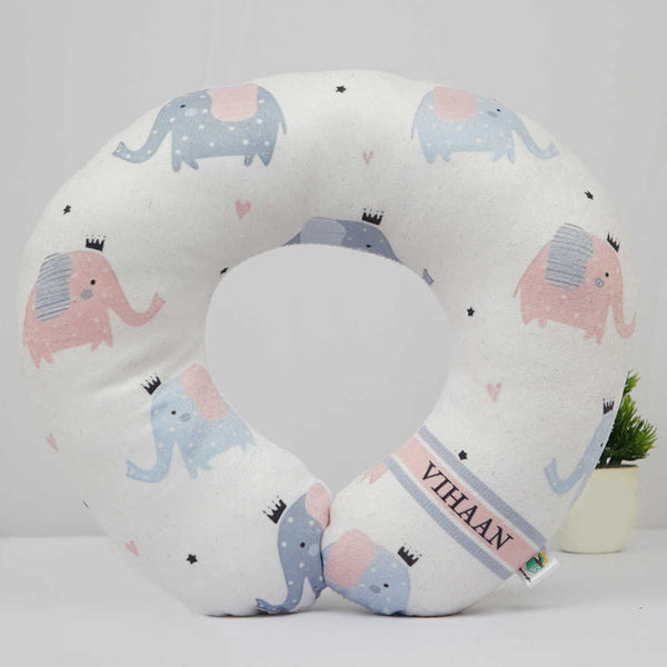 Personalised Elephant Printed Kids Neck Pillow