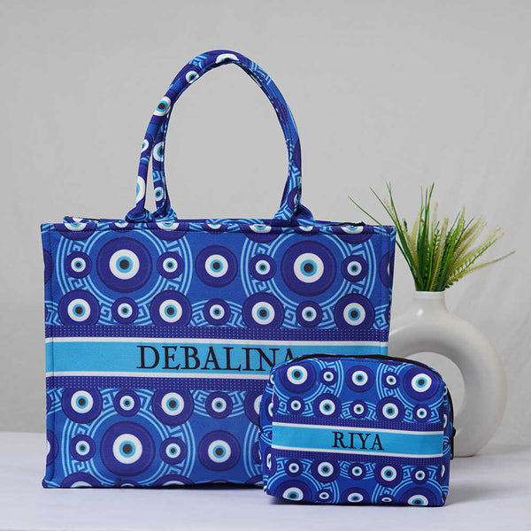 Personalised Evil Eye Printed Box Bag Combo Gift Set