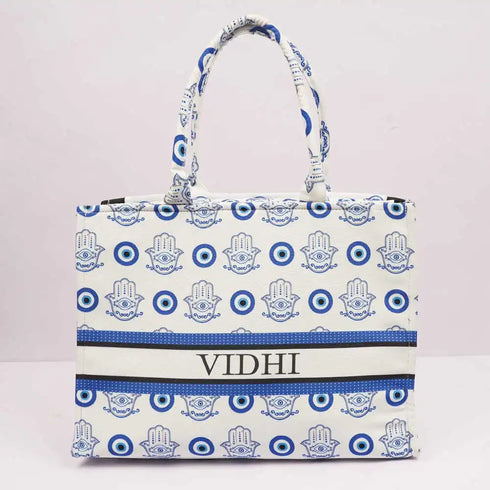 Personalised Evil Eye Printed Box Tote Bag