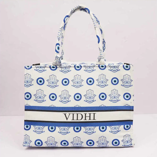 Personalised Evil Eye Printed Box Tote Bag