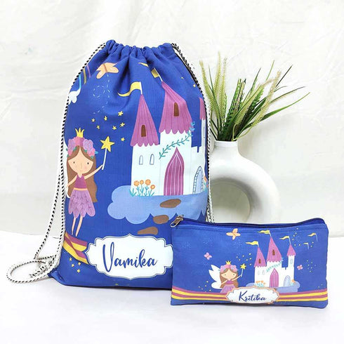 Personalised Fairy Drawstring Bag & Pencil Pouch Kids Combo