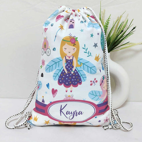 Personalised Fairy Drawstring Bag & Pencil Pouch Kids Combo