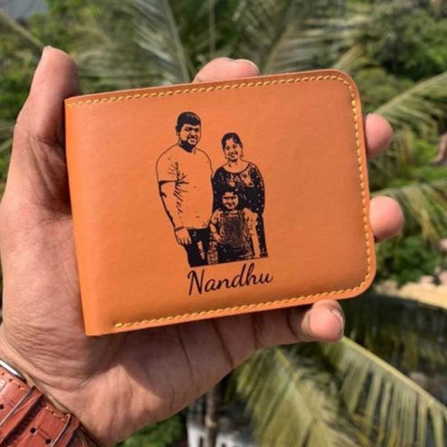 Personalised Men's Photo Wallet - Tan - Uncommongifts.in