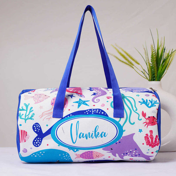 Personalised Fish Printed Kids Duffle Bag