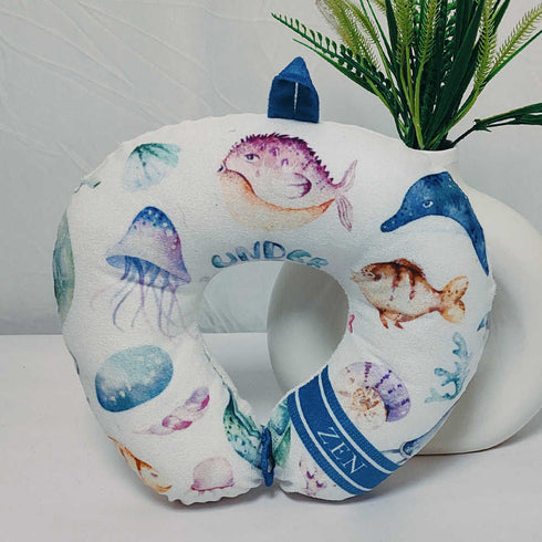 Personalised Fish Printed Kids Neck Pillow