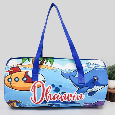 Personalised Fish Printed Kids Swimming Large Duffle Bag