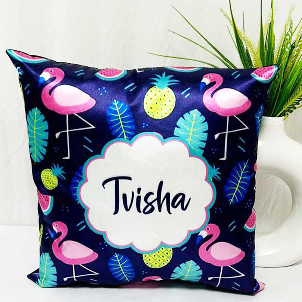 Personalised Flamingo Printed Kids Cushion