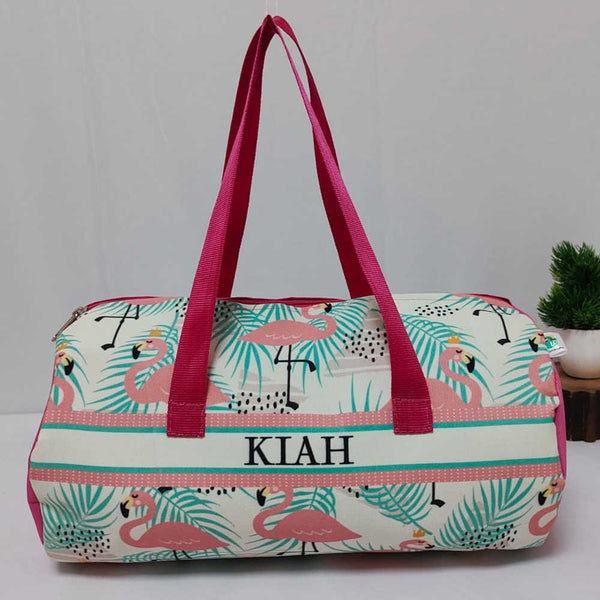 Personalised Flamingo Printed Kids Duffle Bag