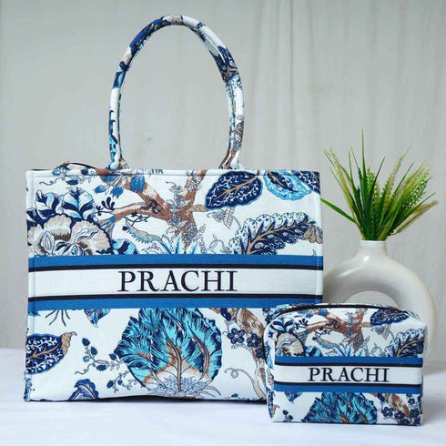 Personalised Floral Printed Box Bag Combo Gift Set