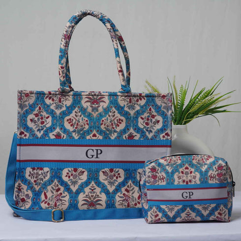 Personalised Floral Printed Box Bag Combo Gift Set