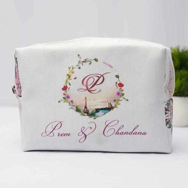 Personalised Floral Printed Box Pouch for Women