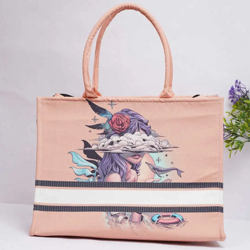 Personalised Floral Printed Box Tote Bag