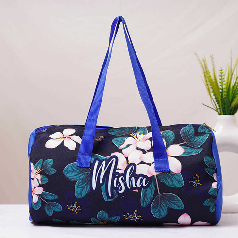Personalised Floral Printed Kids Duffle Bag