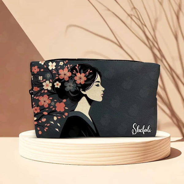 Personalised Floral Printed Make Up Pouch for Women | Valentines Day Gift