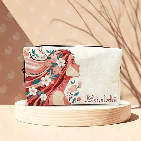 Personalised Floral Printed Make Up Pouch for Women | Valentines Day Gift