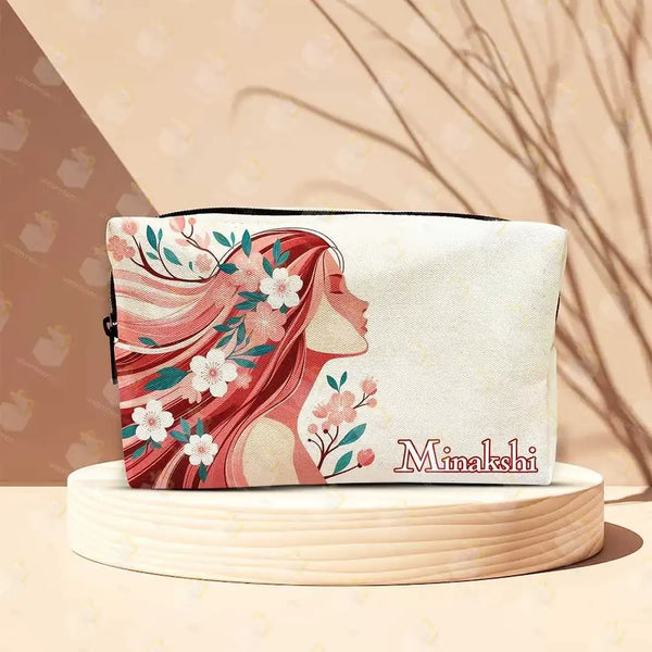 Personalised Floral Printed Make Up Pouch for Women | Valentines Day Gift