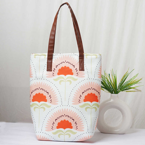 Personalised Floral Printed Structured Tote Bag