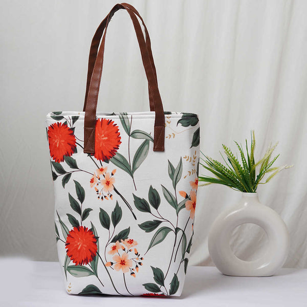 Personalised Floral Printed Structured Tote Bag