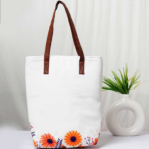 Personalised Floral Printed Structured Tote Bag