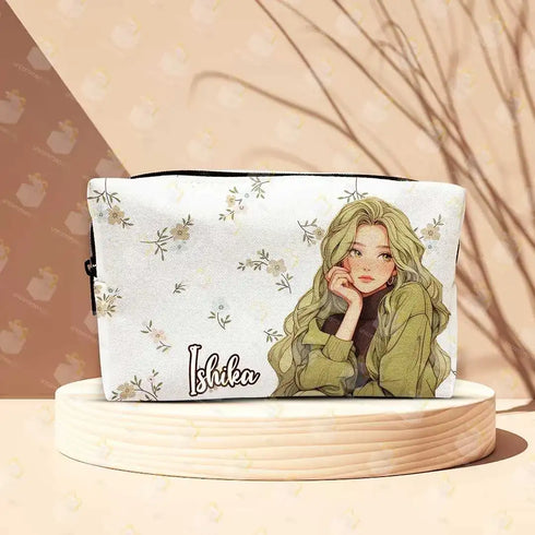 Personalised Floral Printed Women Make Up Pouch | Valentines Day Gift