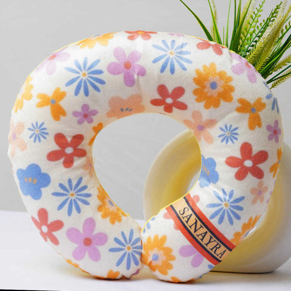 Personalised Florals Printed Kids Neck Pillow