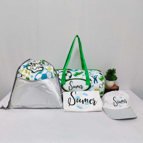 Personalised Football Printed Kids Shoe Bag Combo Gift Set