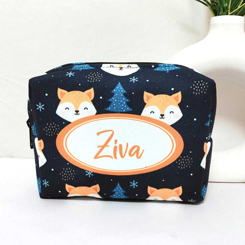 Personalised Fox Printed Kids Box Pouch