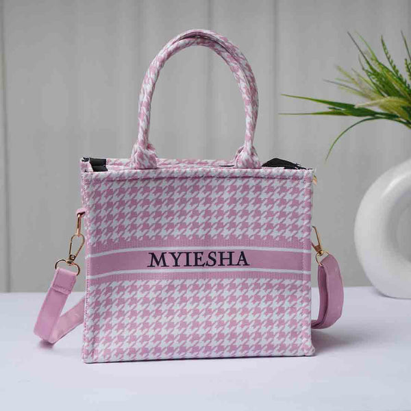 Personalised Geometric Pink Printed Sling Bag