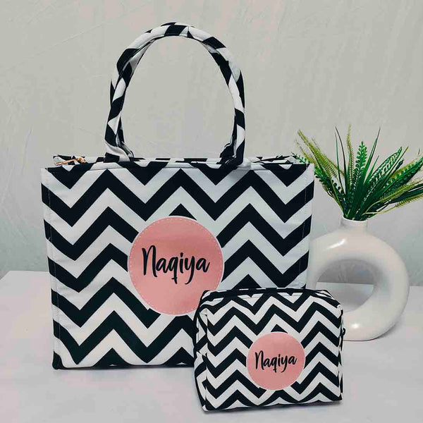 Personalised Geometric Printed Box Bag Combo Gift Set