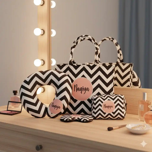 Personalised Geometric Printed Box Bag Combo Gift Set