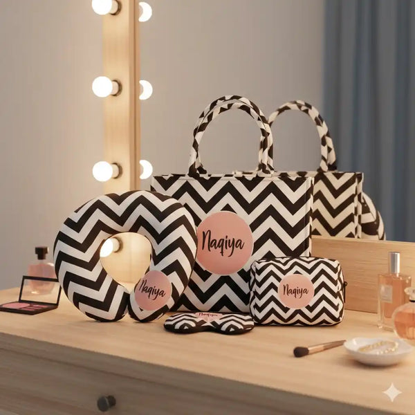 Personalised Geometric Printed Box Bag Combo Gift Set