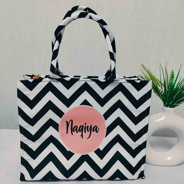 Personalised Geometric Printed Box Bag