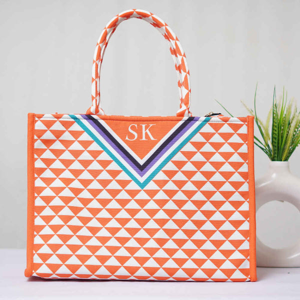Personalised Geometric Printed Box Bag