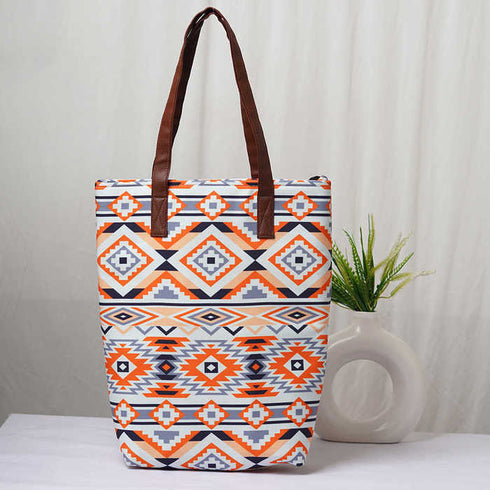 Personalised Geometric Printed Structured Tote Bag