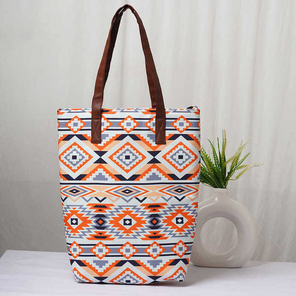 Personalised Geometric Printed Structured Tote Bag