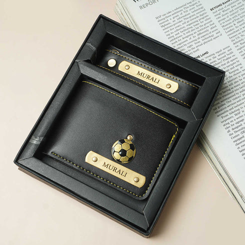 Personalised Gift Combo Men's Wallet With Charm - Black - Uncommongifts.in
