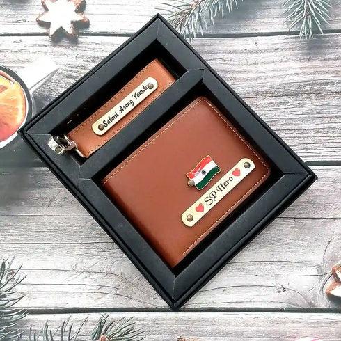 Personalised Gift Combo Men's Wallet With Charm - Black