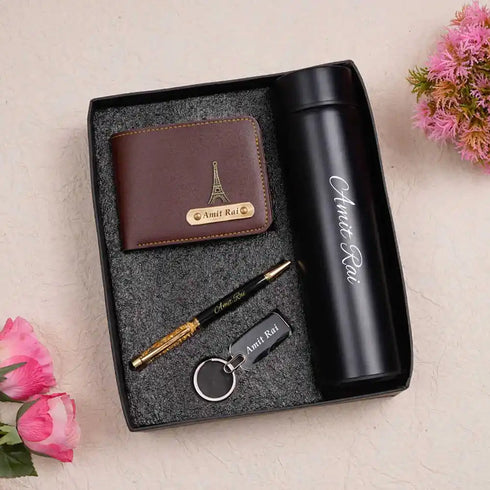 Personalised Gift Combo Men's Wallet With Charm - Tan