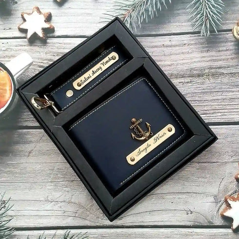 Personalised Gift Combo Men's Wallet With Charm - Black