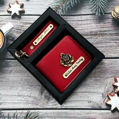 Personalised Gift Combo Men's Wallet With Charm - Black