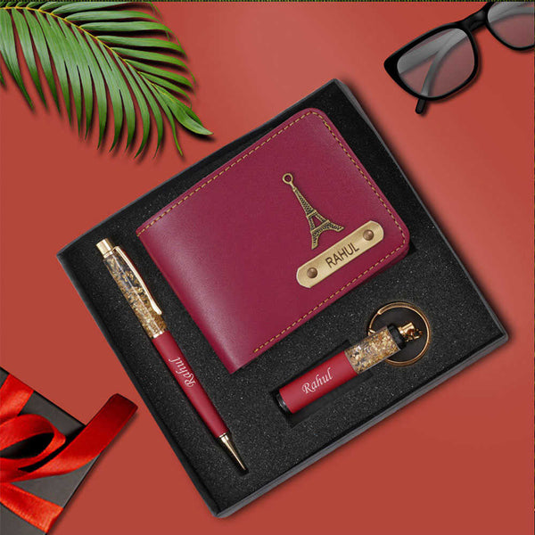 Personalised Gift Combo Men's Wallet With Charm - Uncommongifts.in