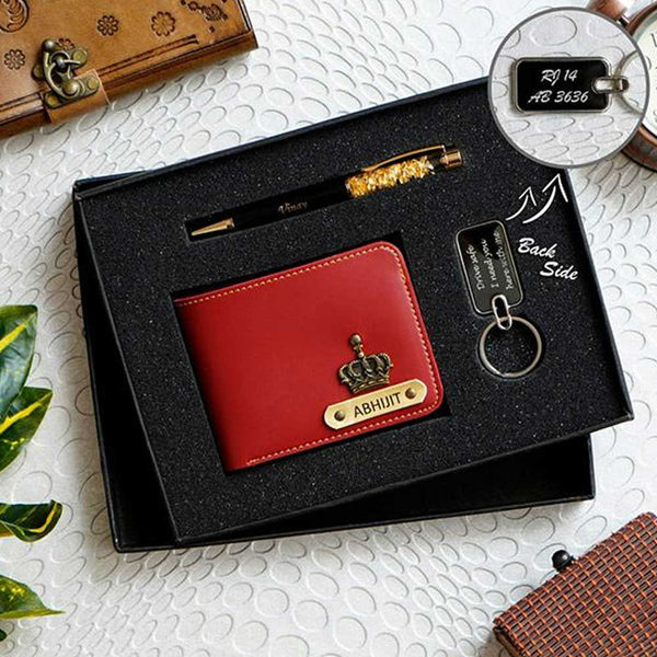 Personalised Gift Combo Men's Wallet With Charm - Uncommongifts.in