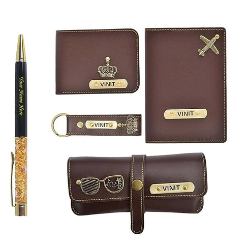 Personalised Gift Combo With Charm - Brown - Uncommongifts.in