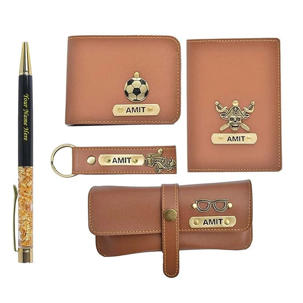 Personalised Gift Combo With Charm - Tan - Uncommongifts.in