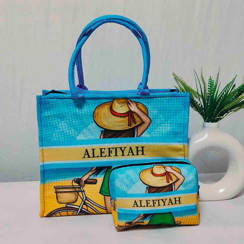 Personalised Girl Printed Box Bag Combo Gift Set