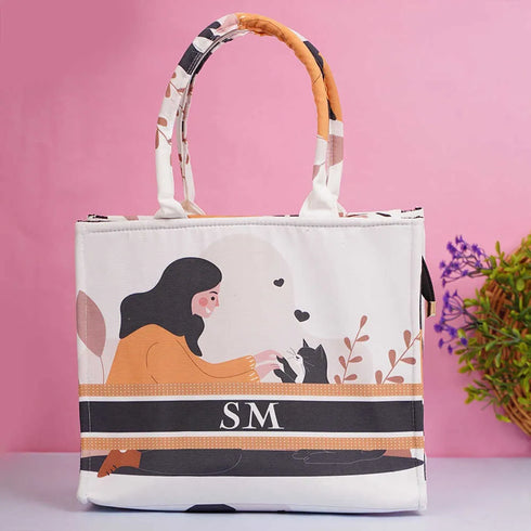 Personalised Girl Printed Box Tote Bag