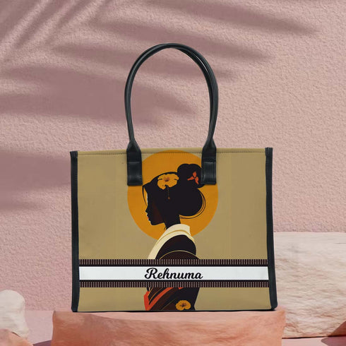 Personalised Girl Printed Box Tote Bag - Uncommongifts.in