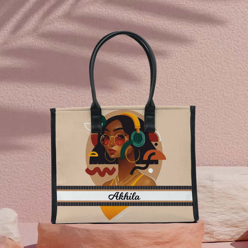 Personalised Girl Printed Box Tote Bag - Uncommongifts.in
